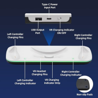 Mcbazel Controller Nabíjecí stanice pro Quest 3 VR Nabíjecí stanice s LED světlem pro Quest 3 nabíjecí displej Stojan s 2 * 600 